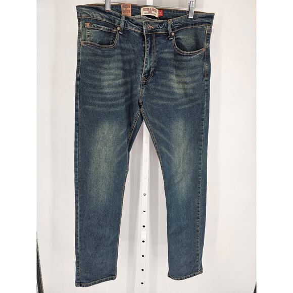 Hudson & Barrow Mens Sz 36 Slim Straight Leg Medium Wash Blue Jeans Denim NEW - Picture 1 of 5